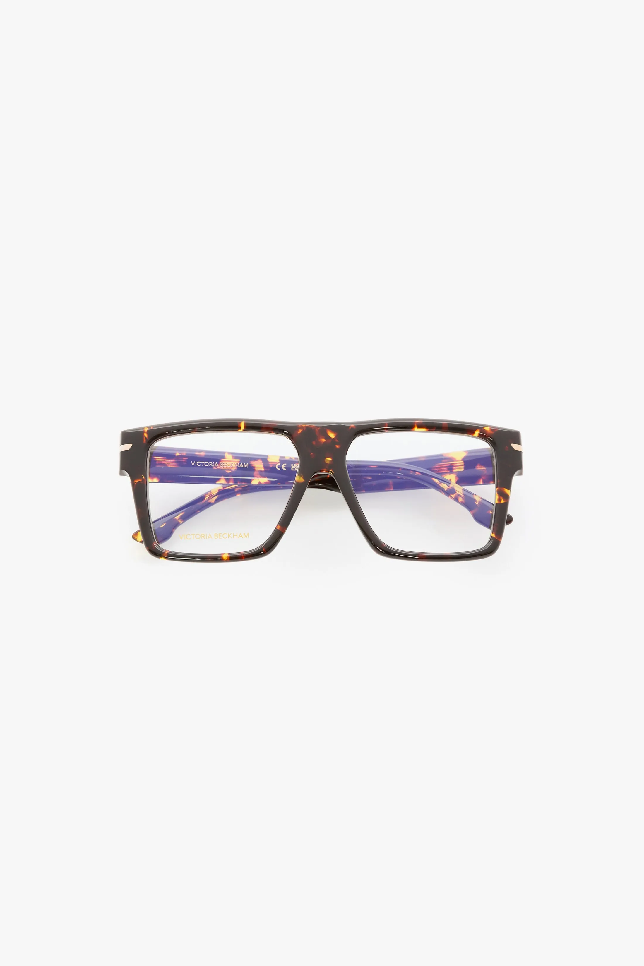 Sculpted Flat Top Frame In Havana sold by Victoria Beckham