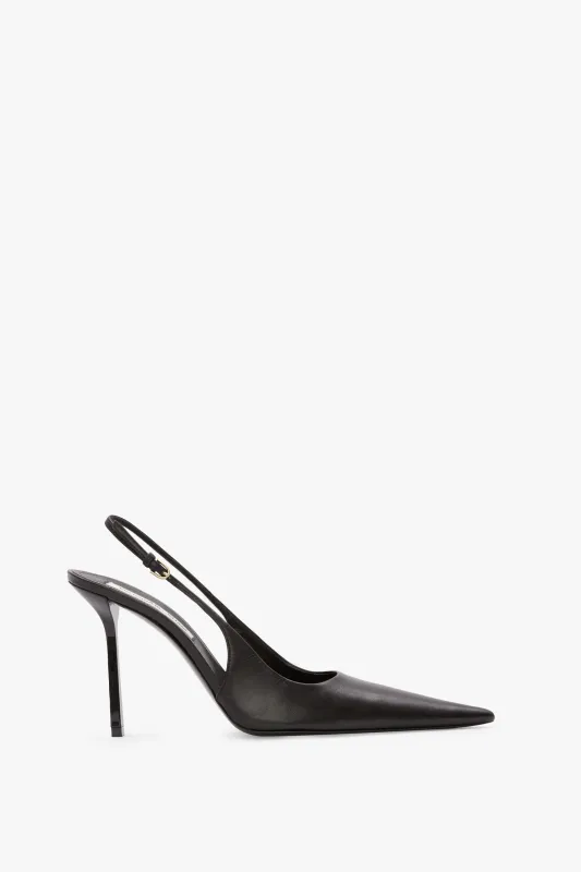 Victoria Stiletto Slingback 100 In Black Leather sold by Victoria Beckham
