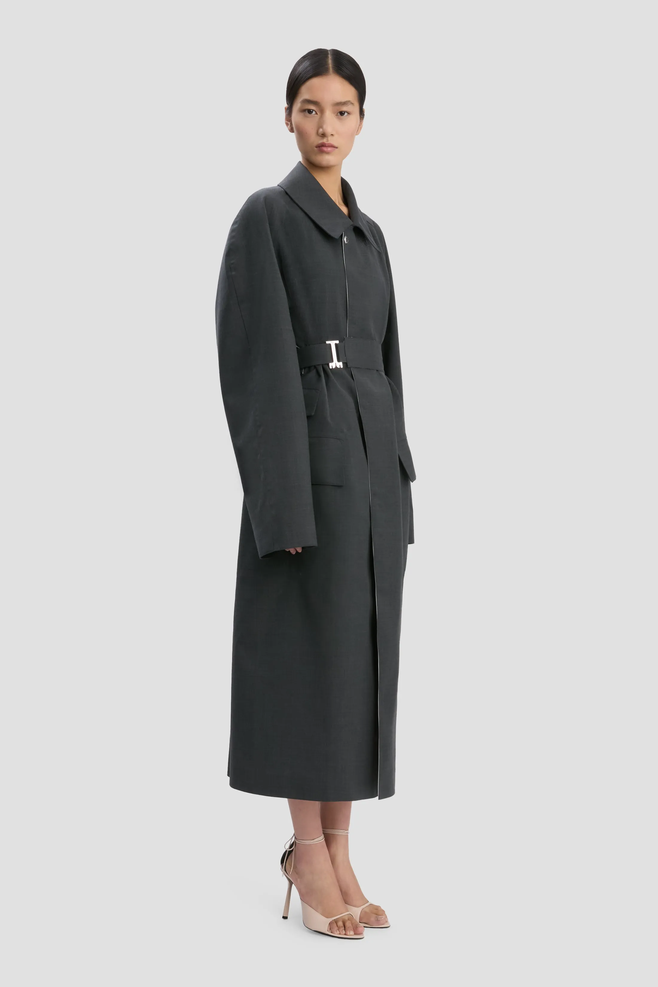 VB X Mackintosh Belted Trench In Charcoal sold by Victoria Beckham product image thumbnail 4