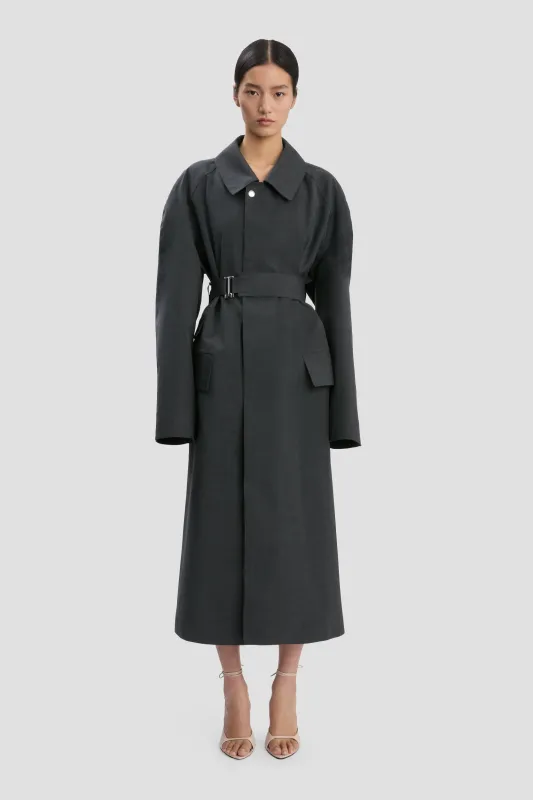 VB X Mackintosh Belted Trench In Charcoal sold by Victoria Beckham