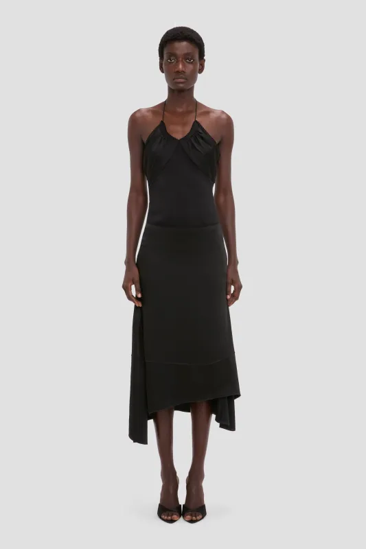 Asymmetric Midi Skirt In Black made by Victoria Beckham