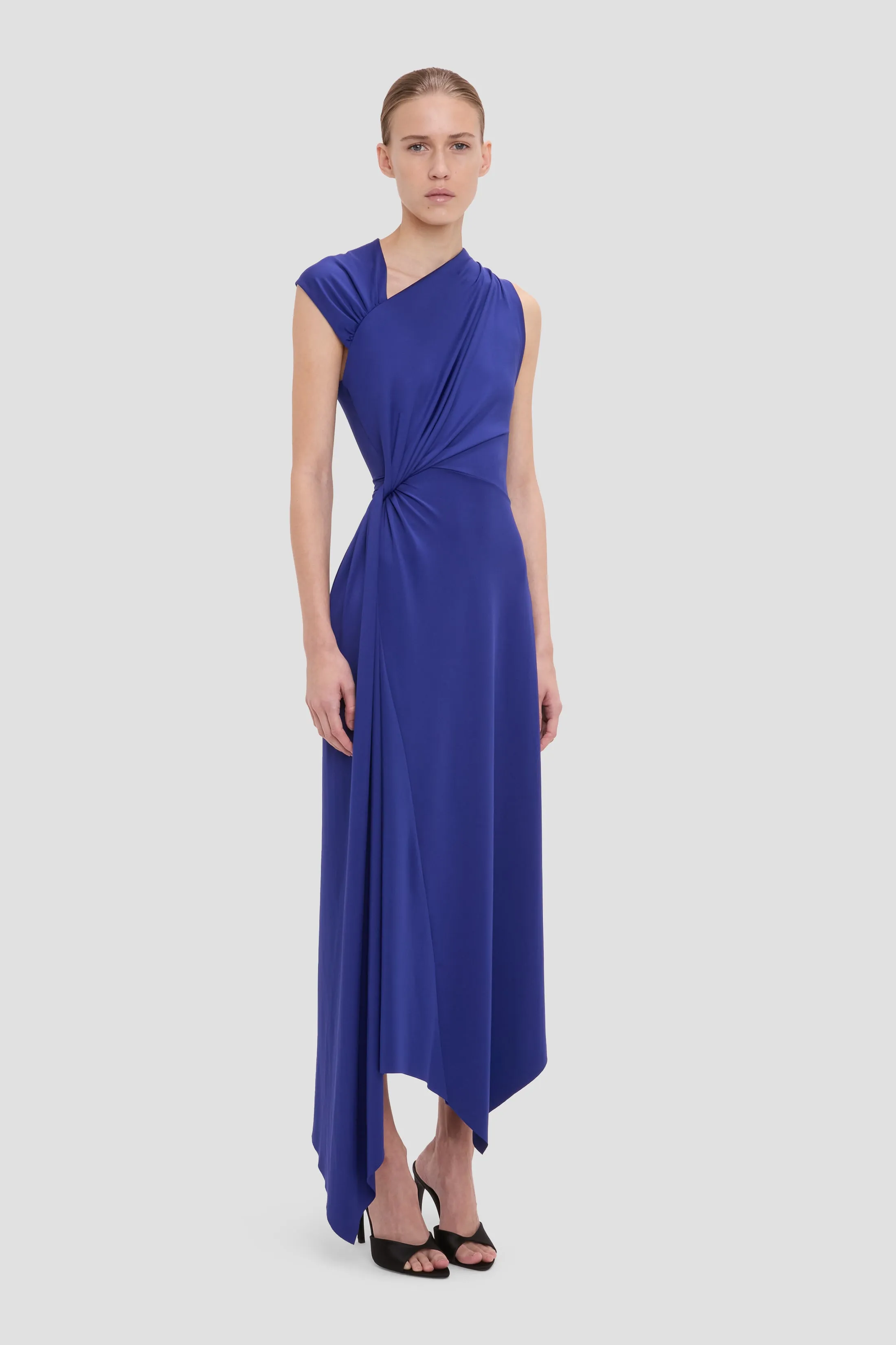 Cap Sleeve Midi Dress In Bright Indigo sold by Victoria Beckham product image thumbnail 3