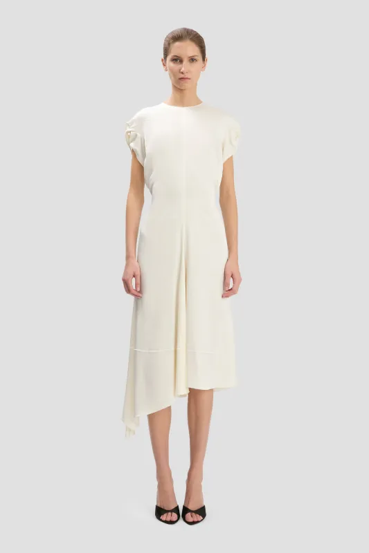 Twist Shoulder Dress In Ivory made by Victoria Beckham