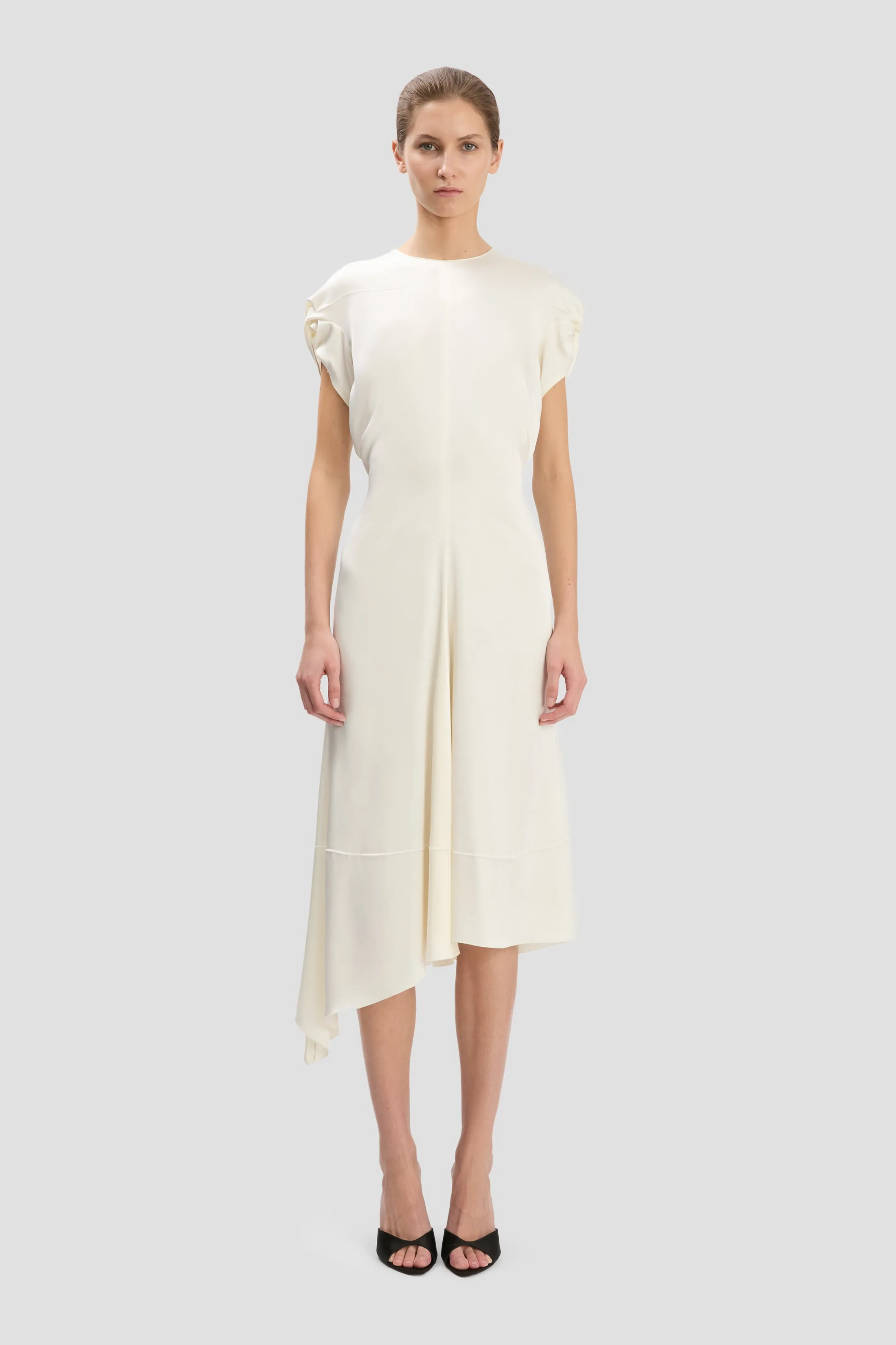 Twist Shoulder Dress In Ivory sold by Victoria Beckham