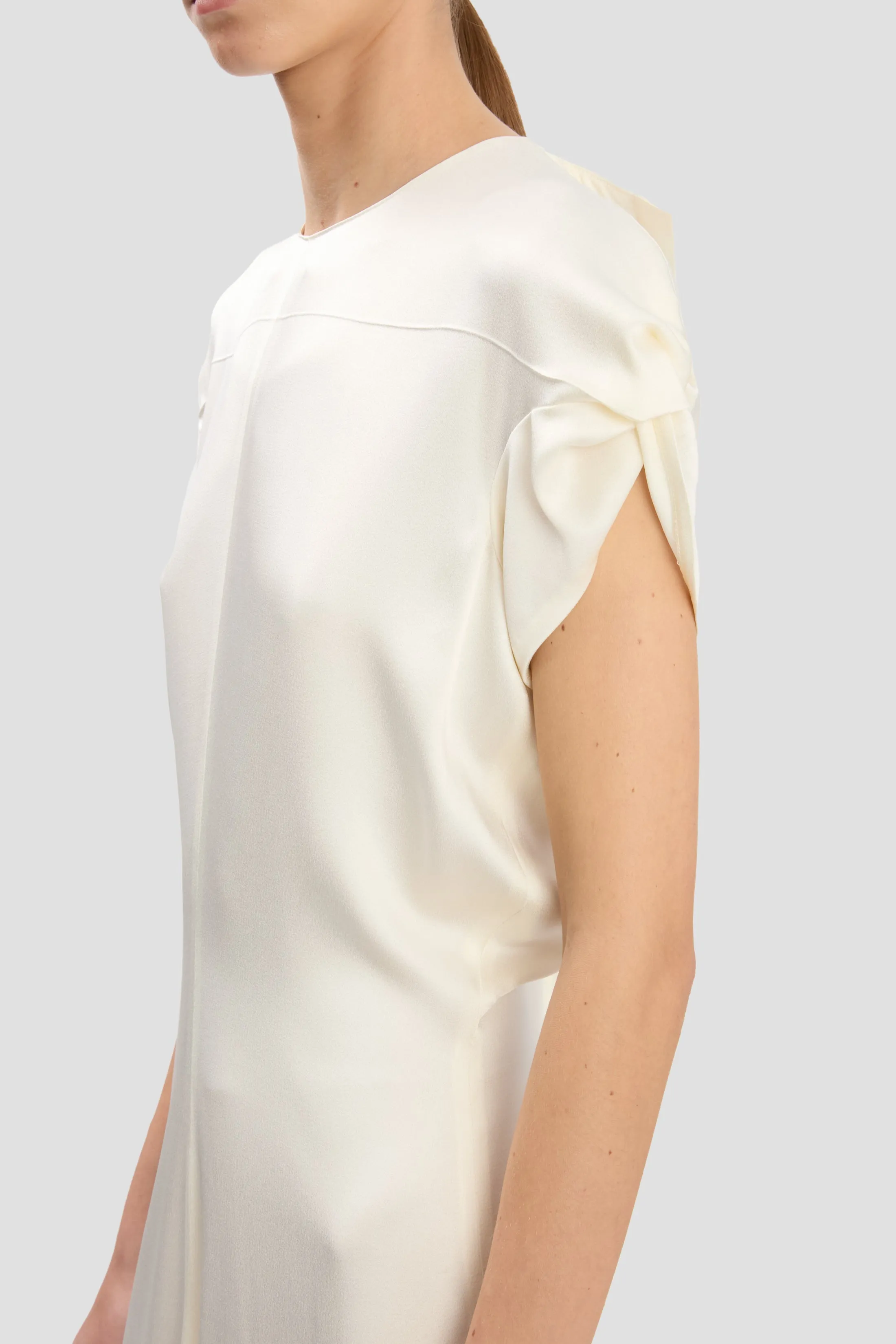 Twist Shoulder Dress In Ivory sold by Victoria Beckham product image thumbnail 3