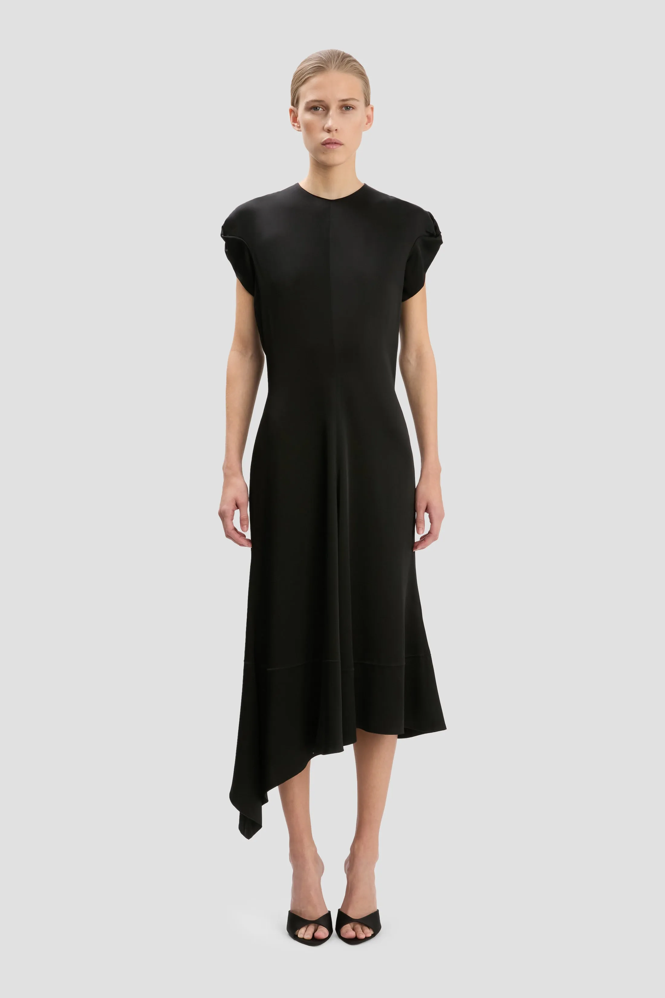 Twist Shoulder Dress In Black sold by Victoria Beckham