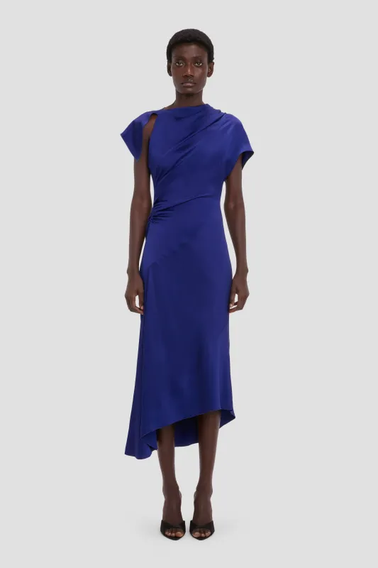 Asymmetric Twist Dress In Bright Indigo made by Victoria Beckham