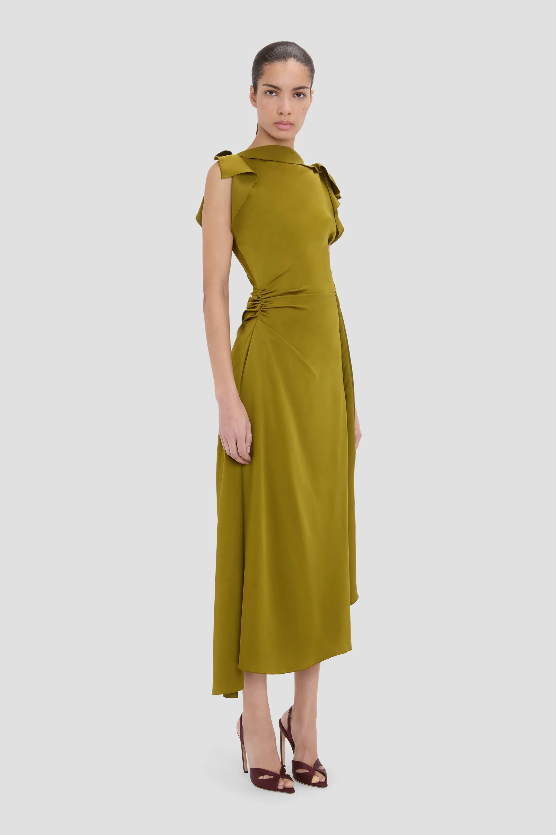 Drape Midi Dress In Moss sold by Victoria Beckham product image thumbnail 3