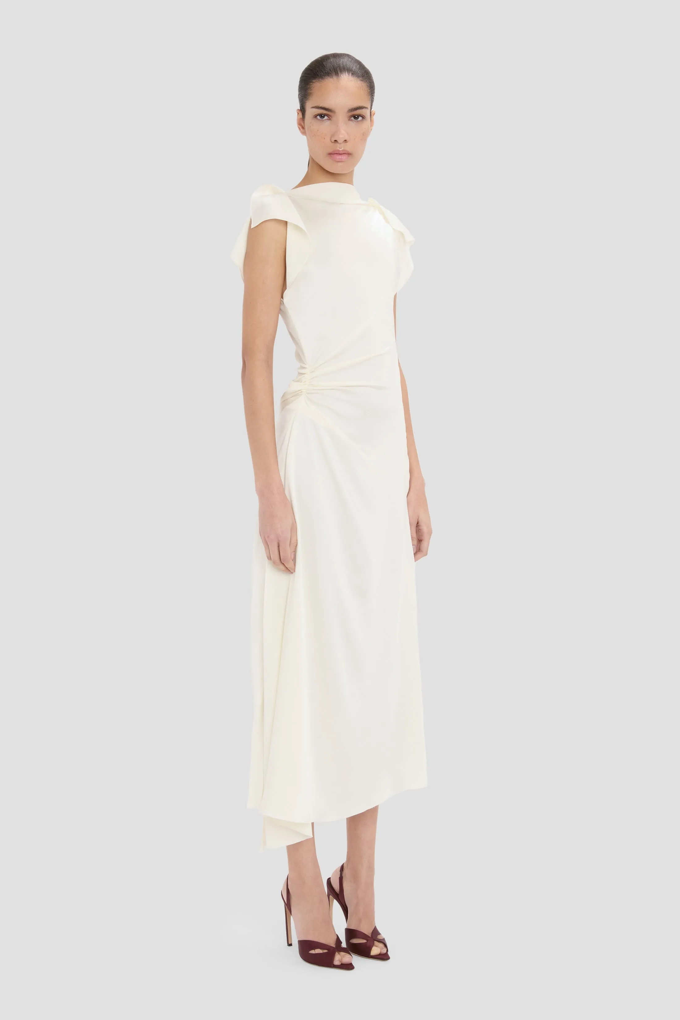 Drape Midi Dress In Ivory sold by Victoria Beckham product image thumbnail 3