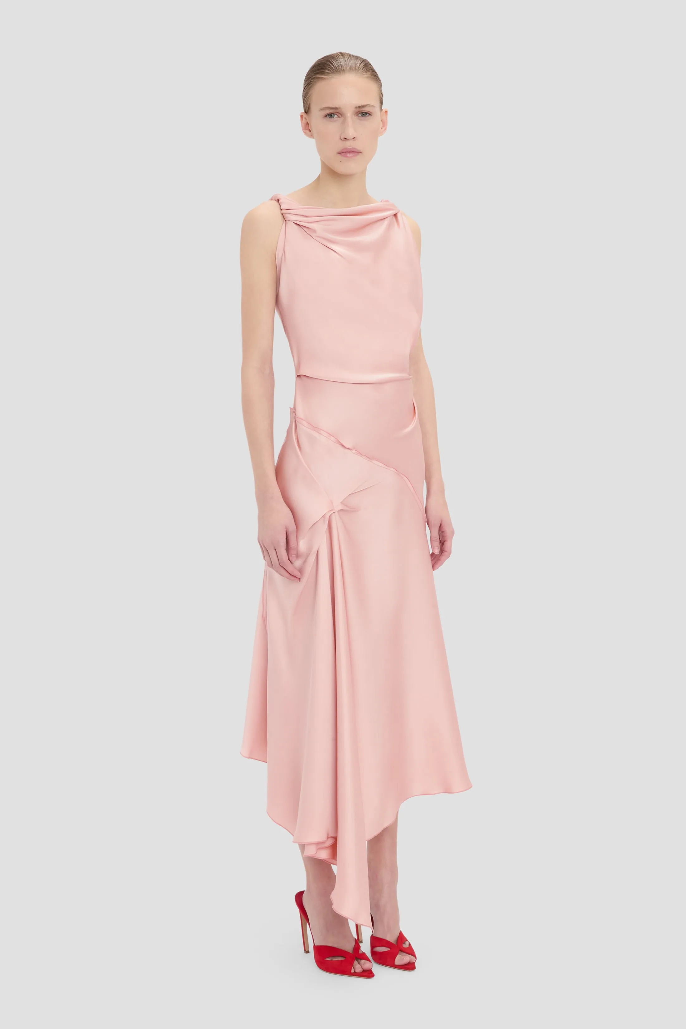 Posy Midi Dress In Dusty Pink sold by Victoria Beckham product image thumbnail 3