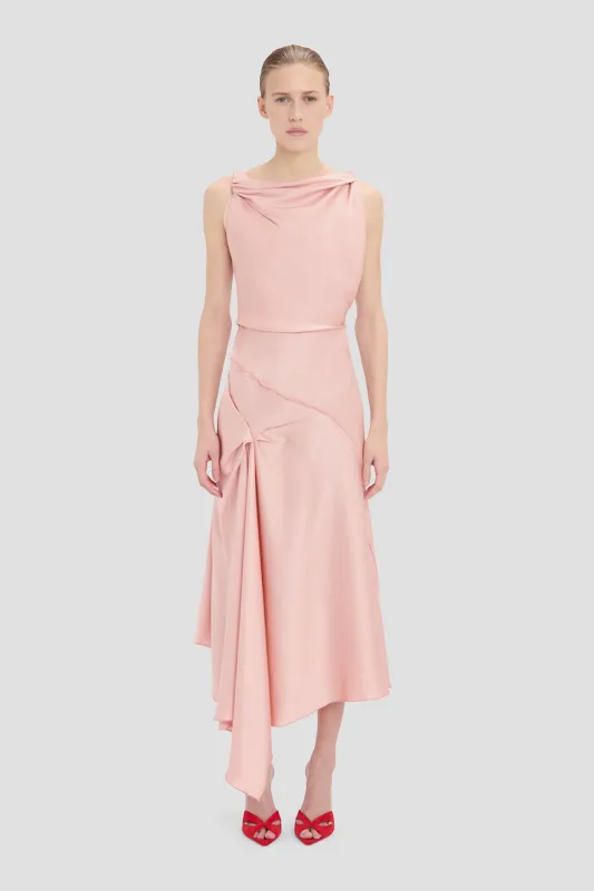 Posy Midi Dress In Dusty Pink made by Victoria Beckham