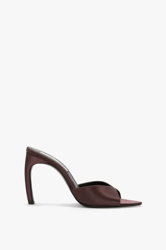 Harlow Mule 100 In Maroon Satin made by Victoria Beckham
