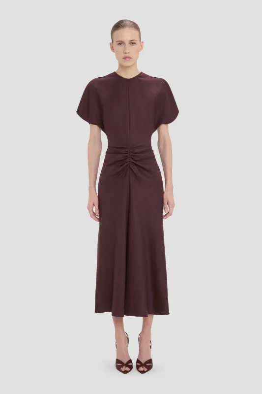 Bela Midi Dress In Burgundy made by Victoria Beckham