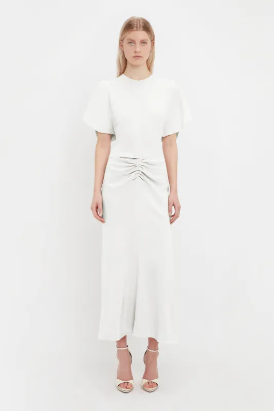 Exclusive Gathered Waist Midi Dress In Ivory sold by Victoria Beckham