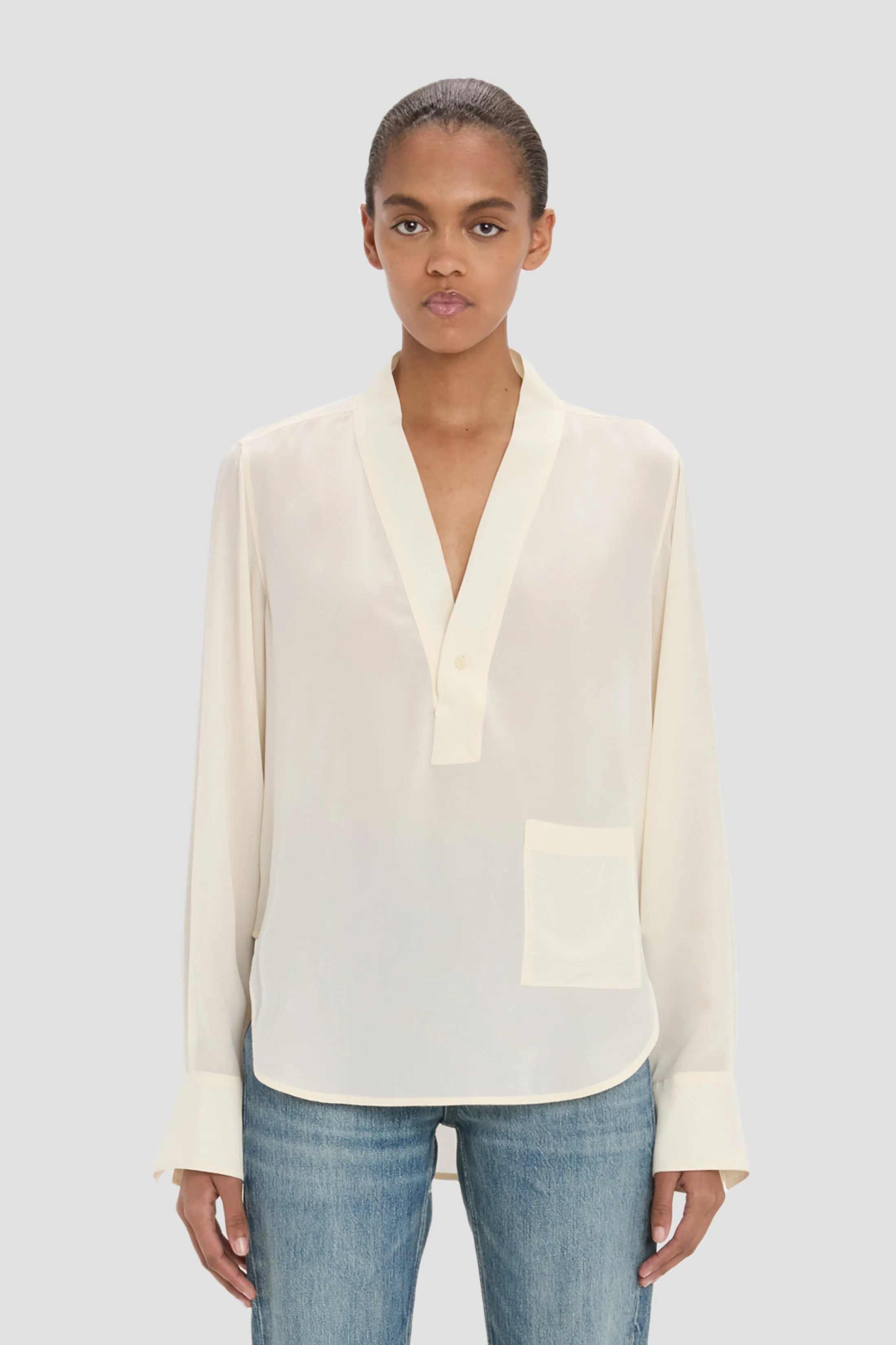 V-Neck Blouse In Ivory sold by Victoria Beckham