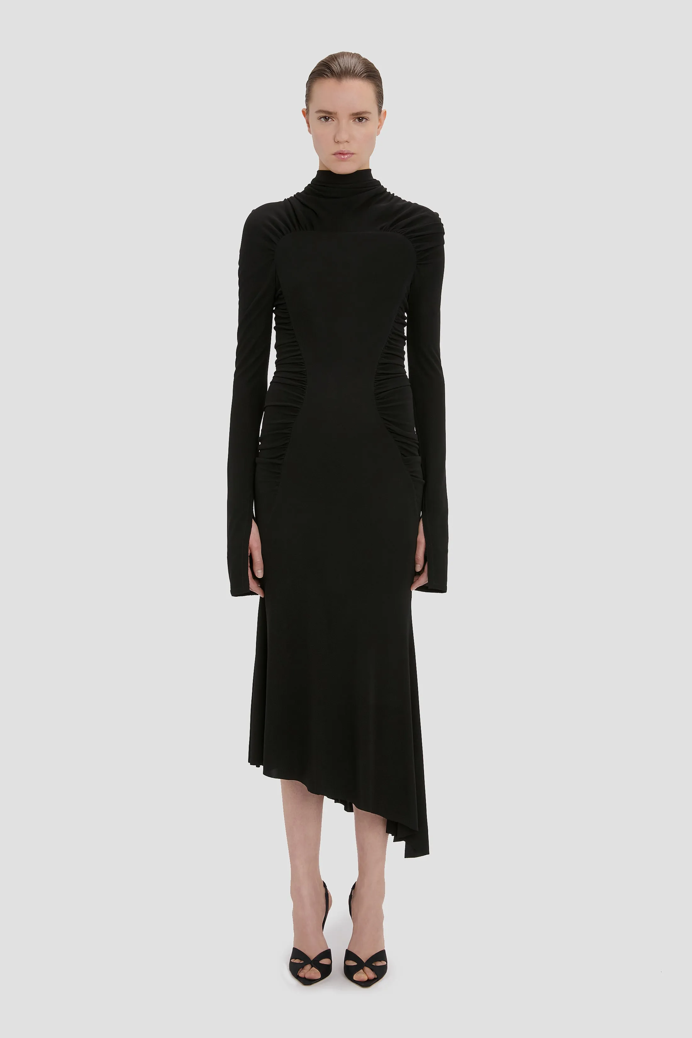 High Neck Midi Dress In Black sold by Victoria Beckham