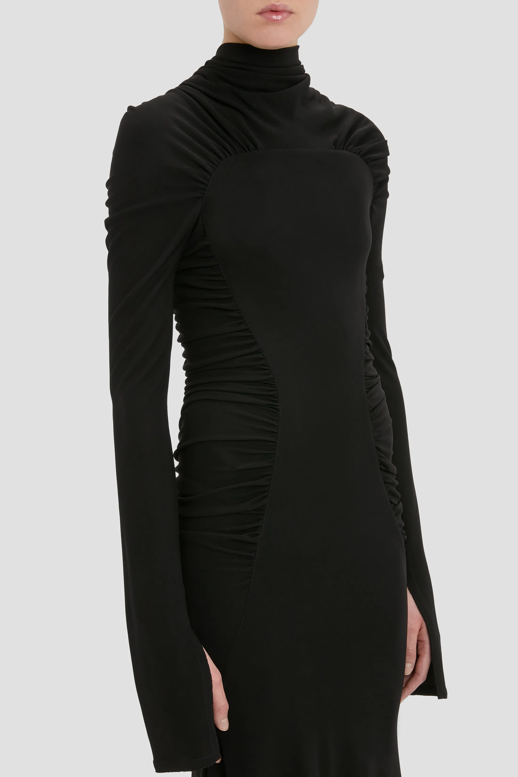 High Neck Midi Dress In Black sold by Victoria Beckham product image thumbnail 3