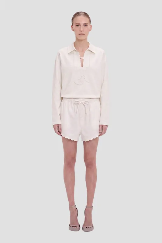 Embroidered Mini Short In White made by Victoria Beckham