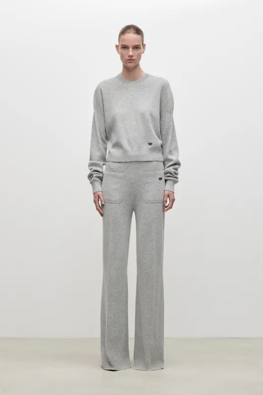 Alina Knitted Trouser In Light Grey made by Victoria Beckham