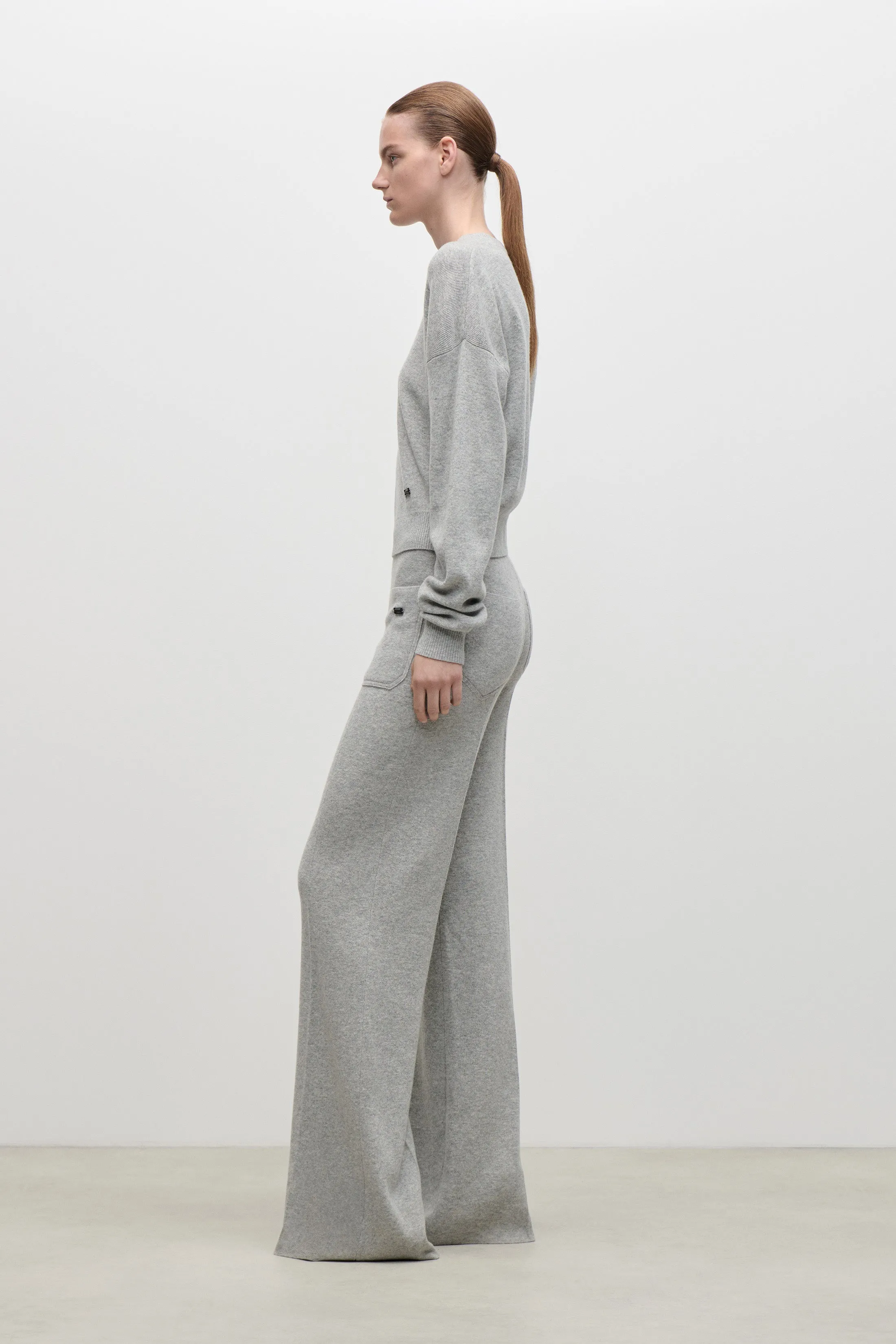 Alina Knitted Trouser In Light Grey sold by Victoria Beckham product image thumbnail 2