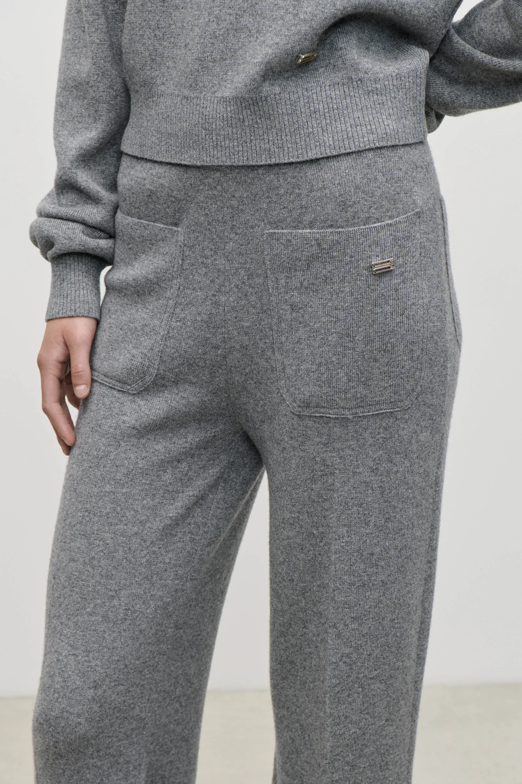 Alina Knitted Trouser In Mid Grey sold by Victoria Beckham product image thumbnail 3