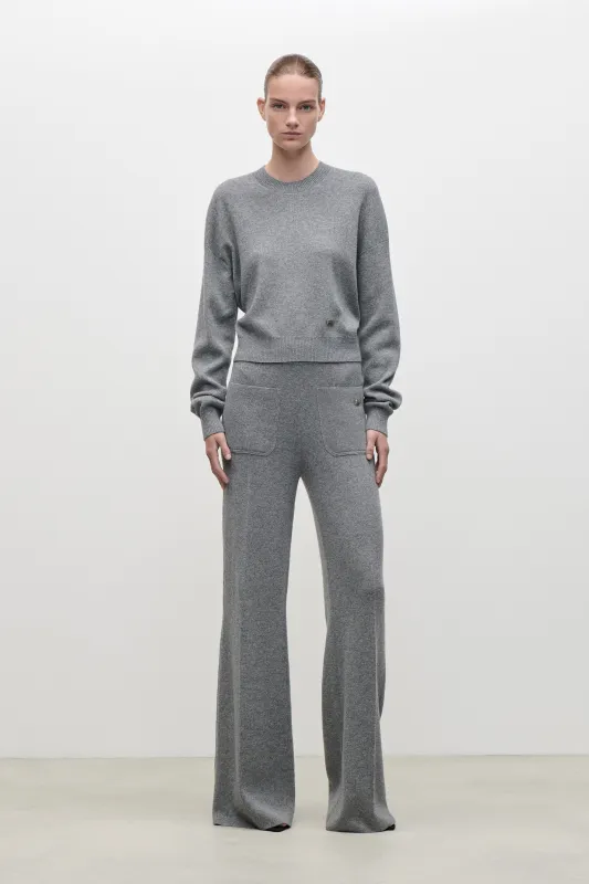 Alina Knitted Trouser In Mid Grey made by Victoria Beckham
