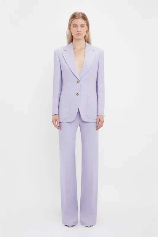 Textured Grain Wool Patch Pocket Jacket In Lavender sold by Victoria Beckham