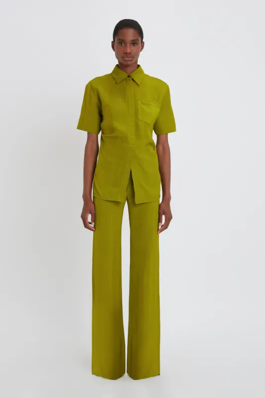 Fitted Short Sleeve Shirt In Parrot Green sold by Victoria Beckham