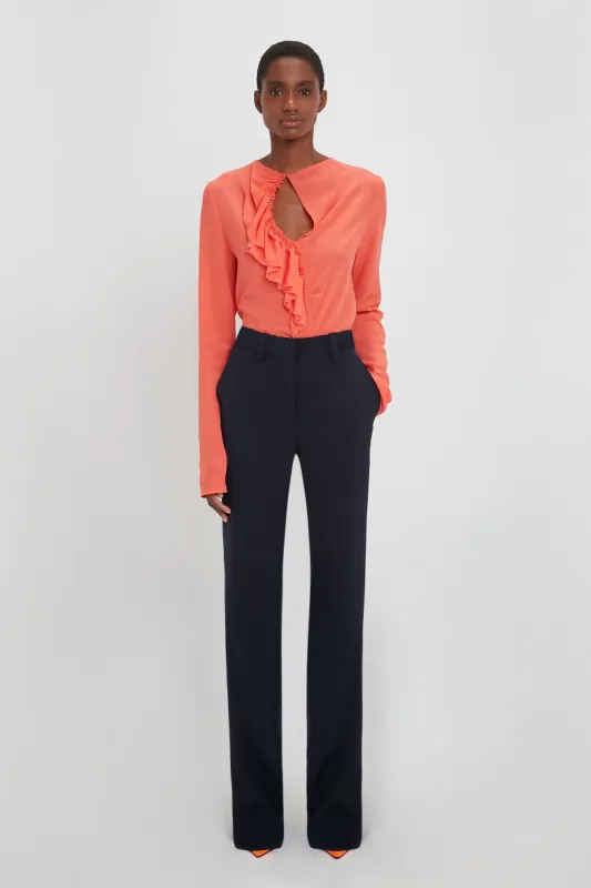 Silk Romantic Ruffle Blouse In Coral sold by Victoria Beckham