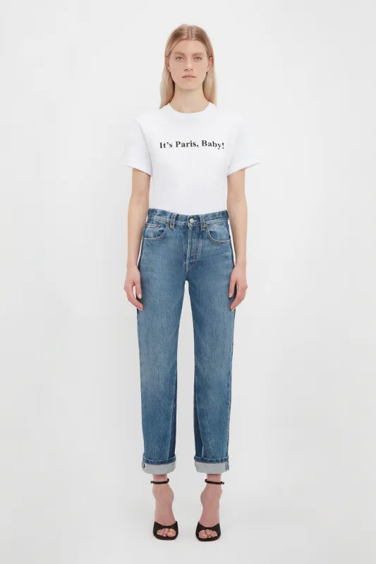 IT'S PARIS, BABY! T-shirt In white sold by Victoria Beckham