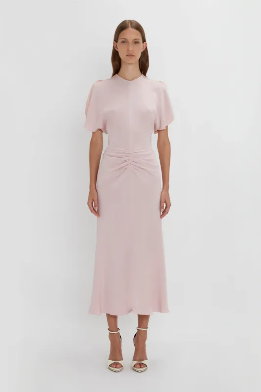 Gathered Waist Midi Dress In Blush sold by Victoria Beckham