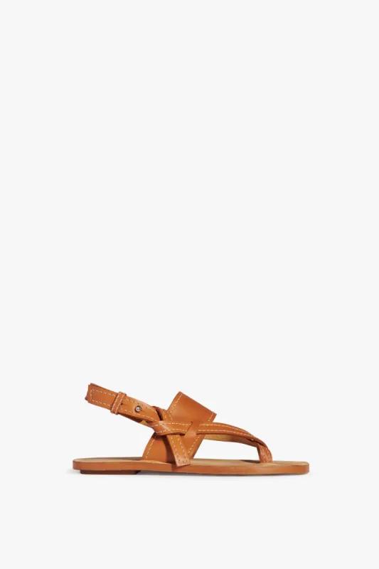 Eve Flat Sandal in Tan sold by Victoria Beckham