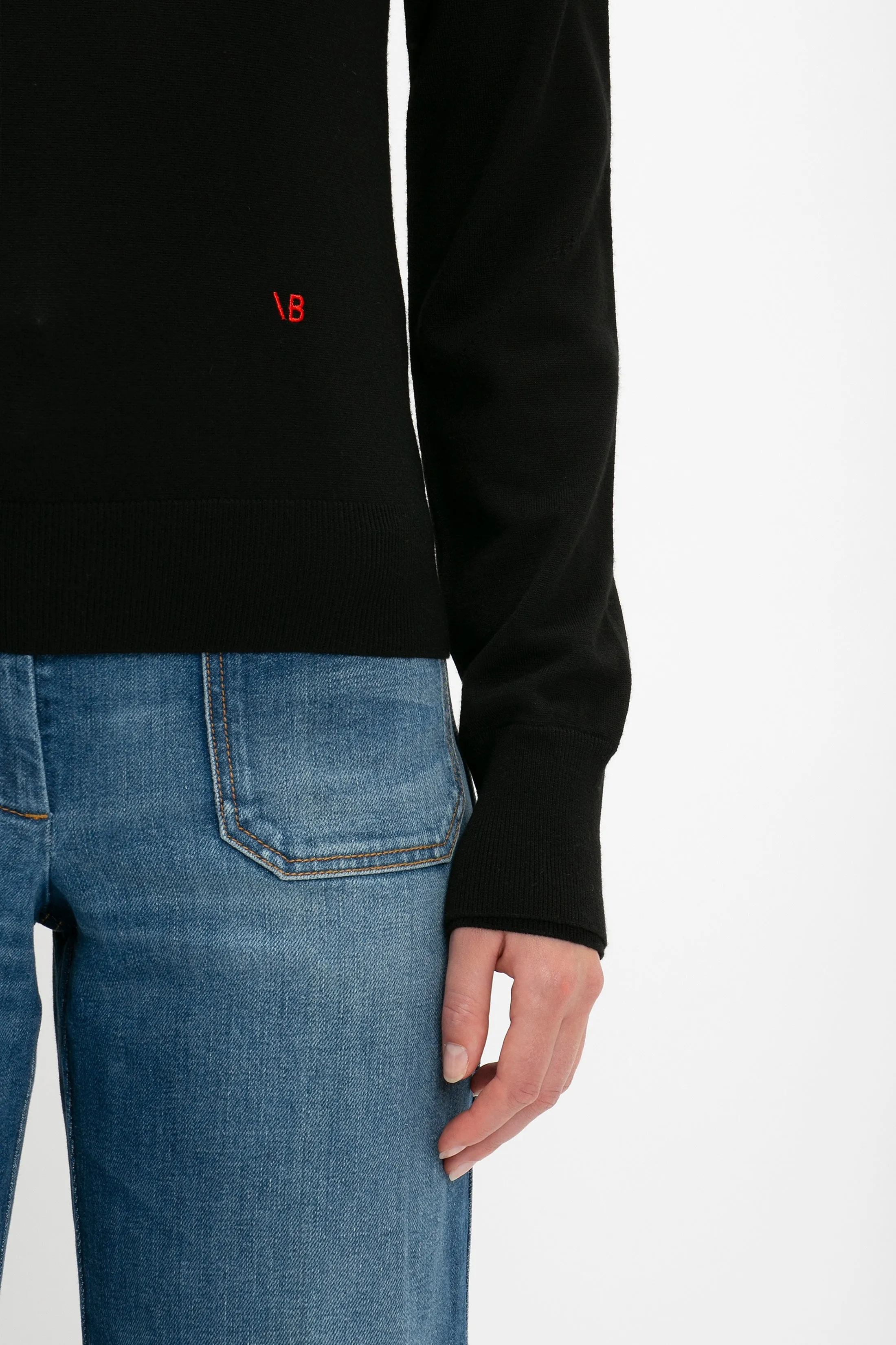 Merino Crew Jumper in Black sold by Victoria Beckham product image thumbnail 4