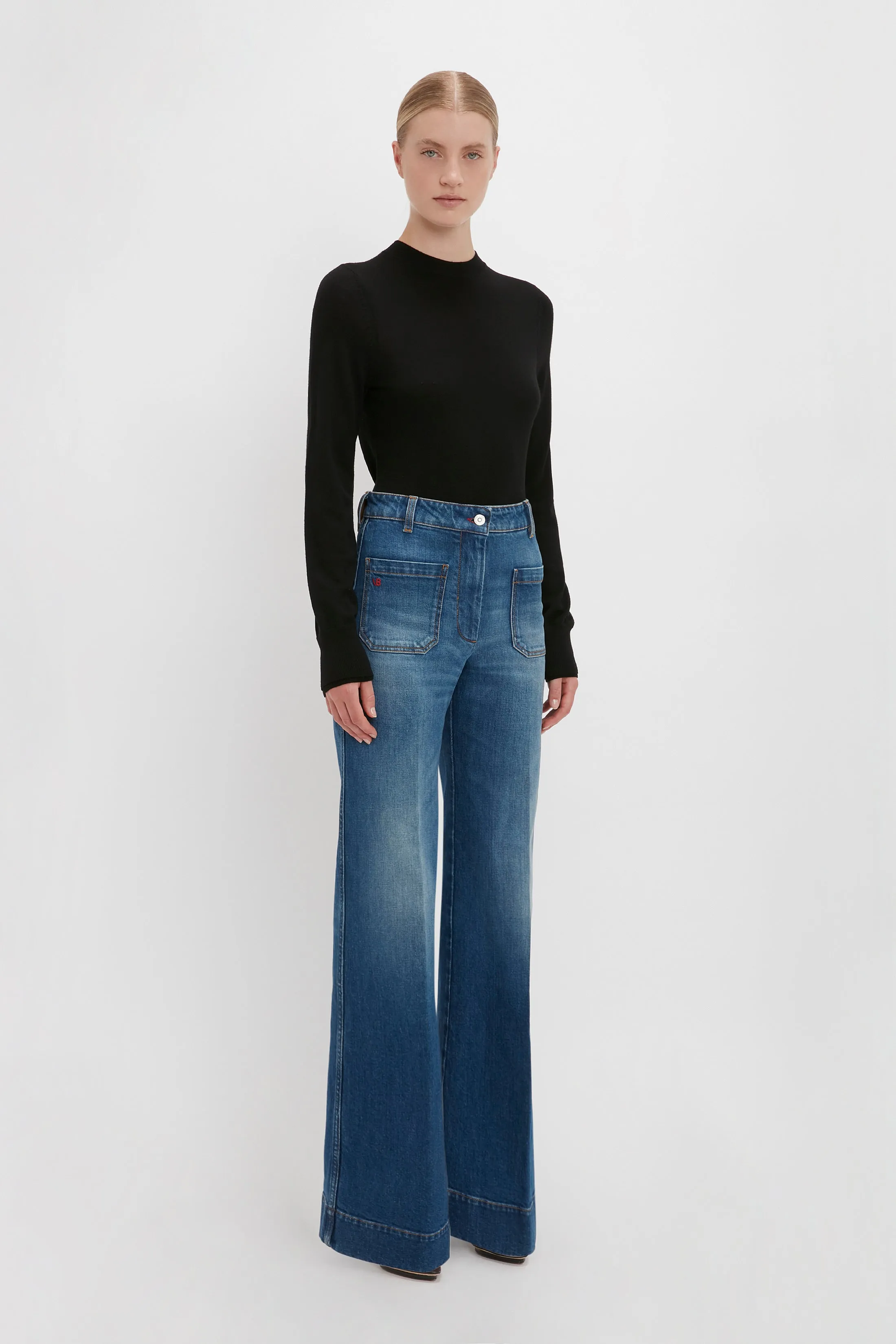 Merino Crew Jumper in Black sold by Victoria Beckham product image thumbnail 2