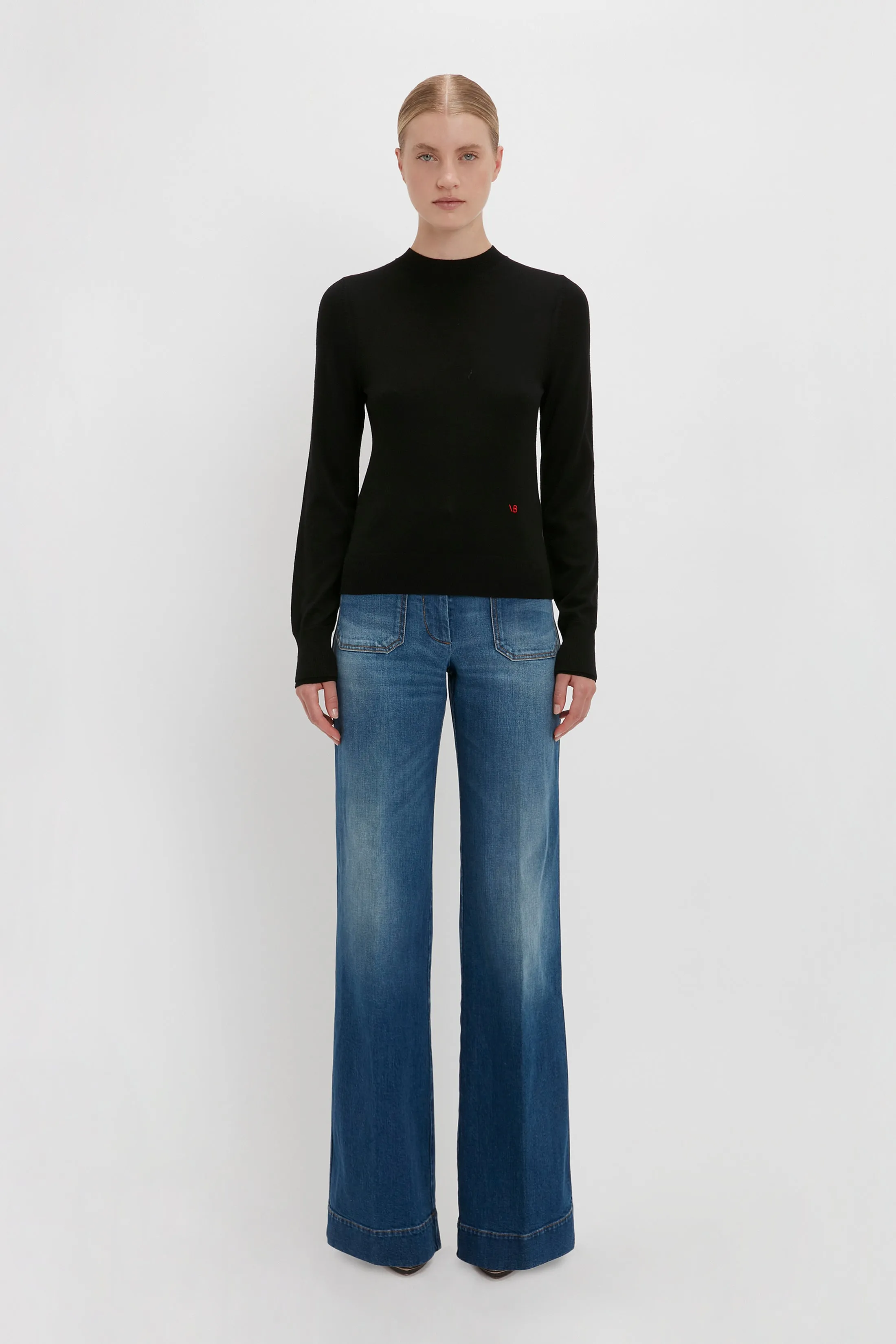 Merino Crew Jumper in Black sold by Victoria Beckham