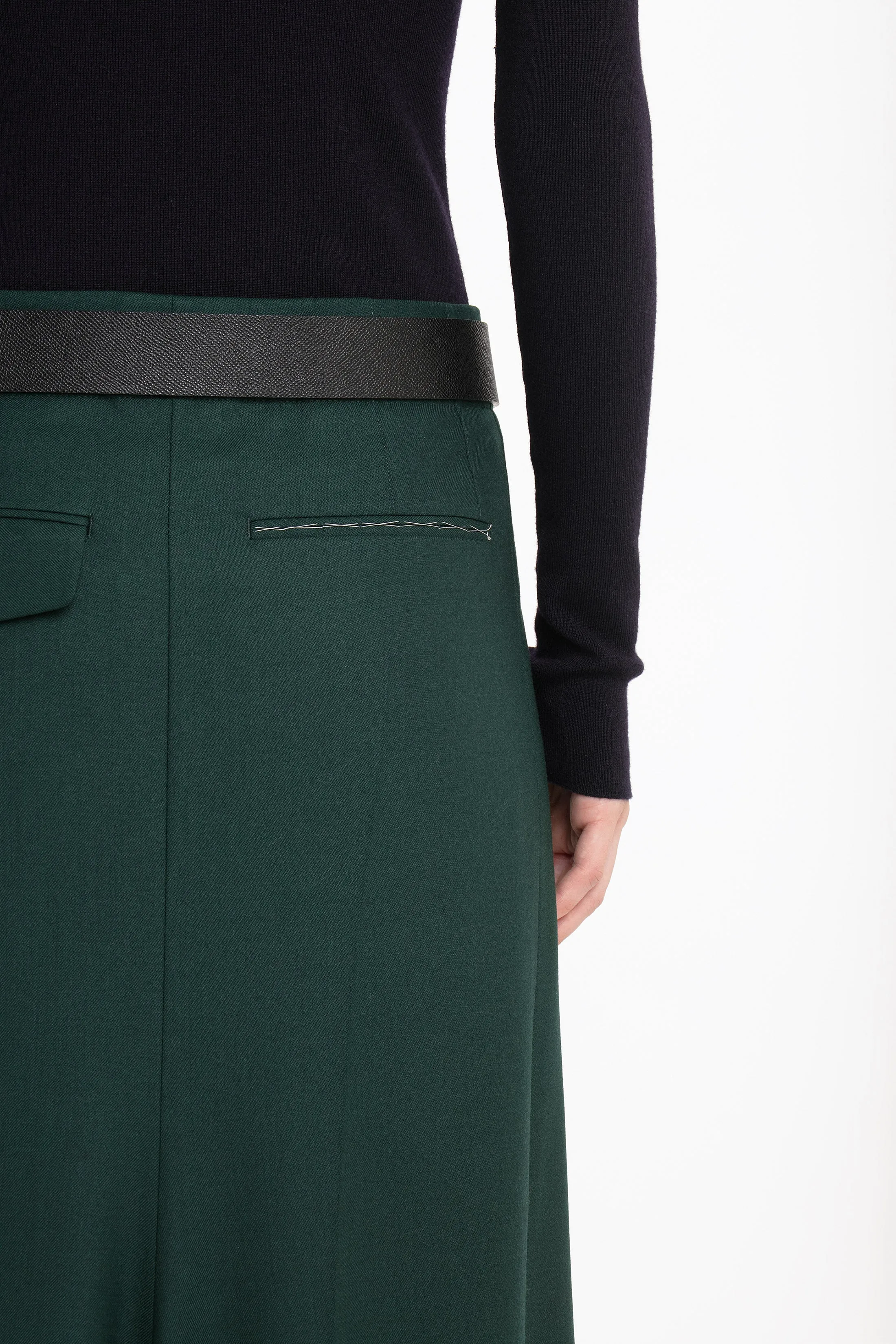 Long Asymmetric Tailored Skirt In Seaweed sold by Victoria Beckham product image thumbnail 4