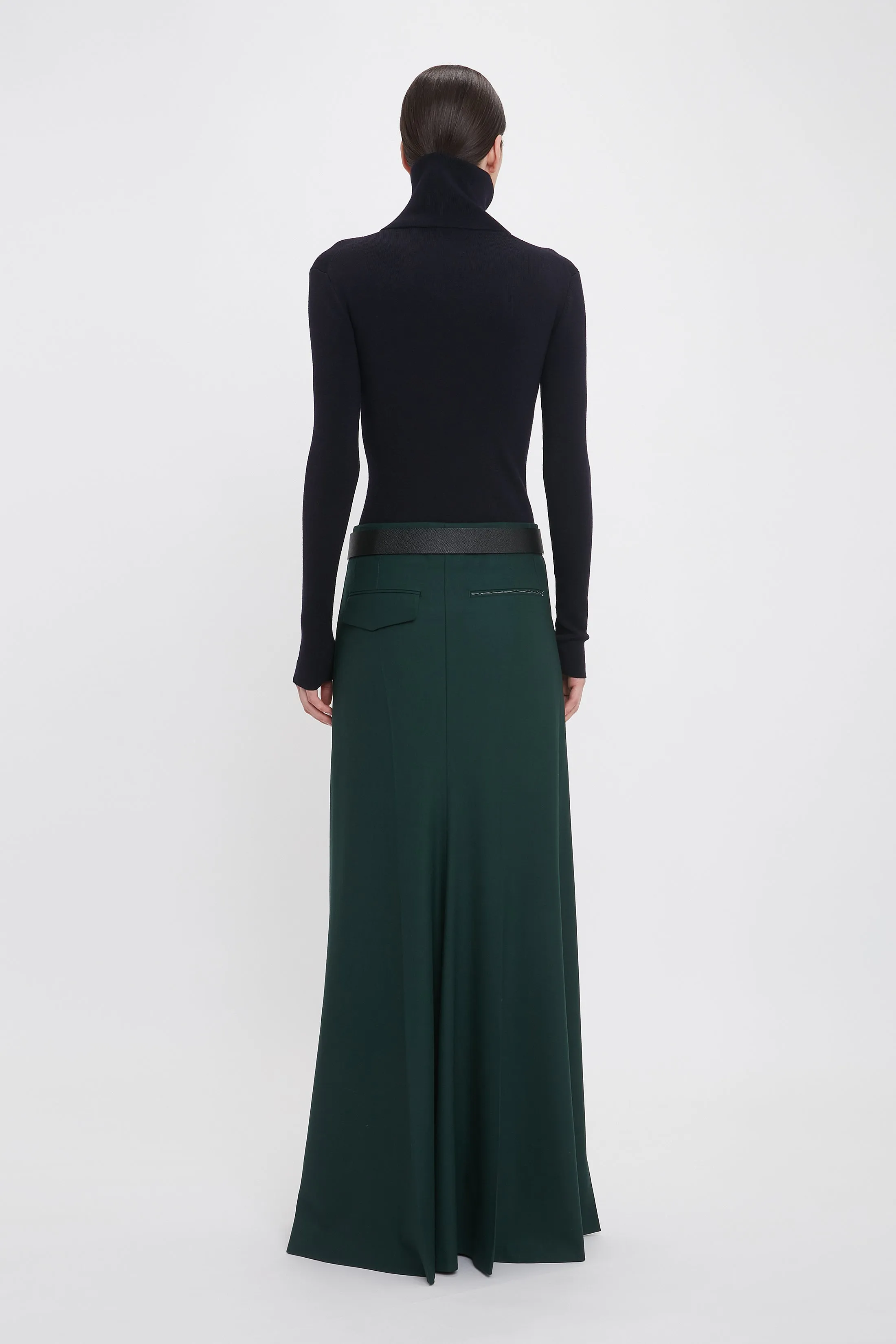 Long Asymmetric Tailored Skirt In Seaweed sold by Victoria Beckham product image thumbnail 3