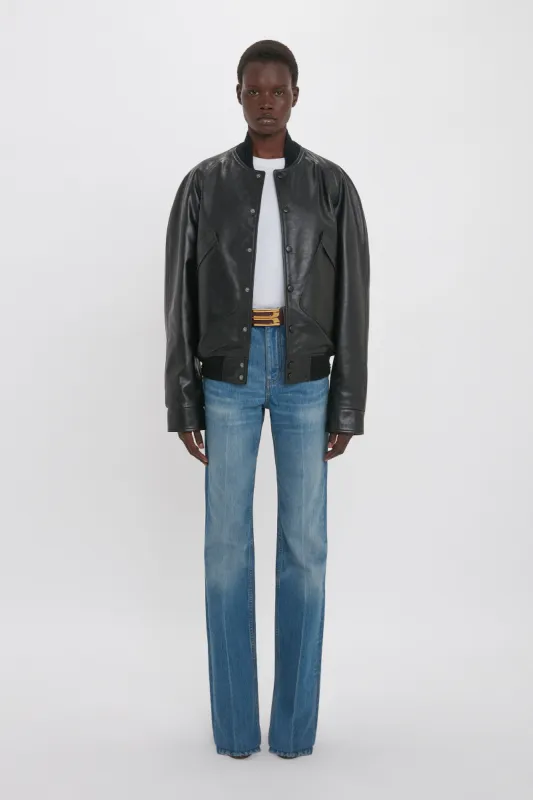 Leather Varsity Jacket In Black sold by Victoria Beckham