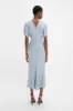 Exclusive Gathered Waist Midi Dress In Pebble sold by Victoria Beckham