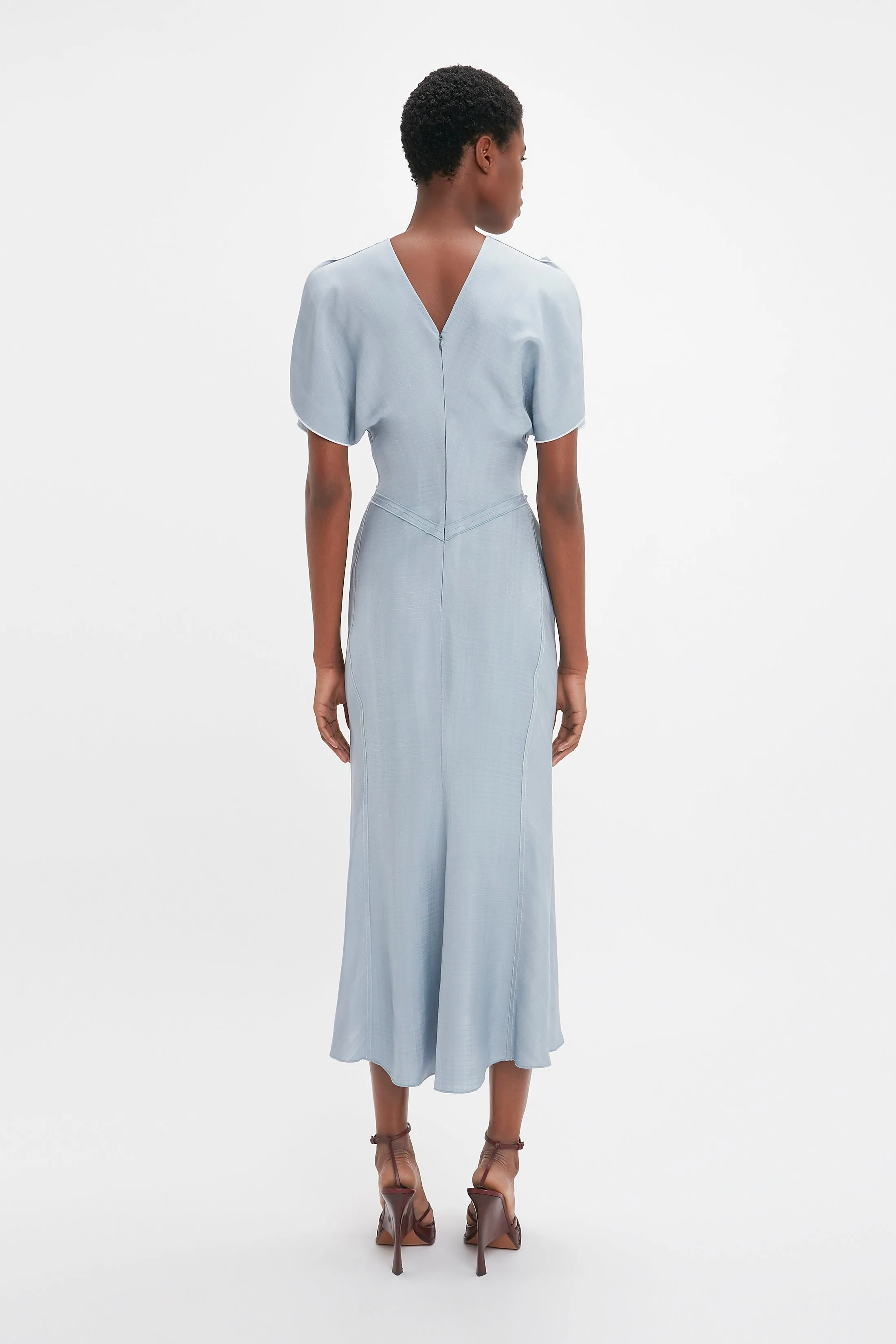 Exclusive Gathered Waist Midi Dress In Pebble sold by Victoria Beckham product image thumbnail 3