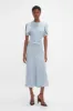 Exclusive Gathered Waist Midi Dress In Pebble sold by Victoria Beckham