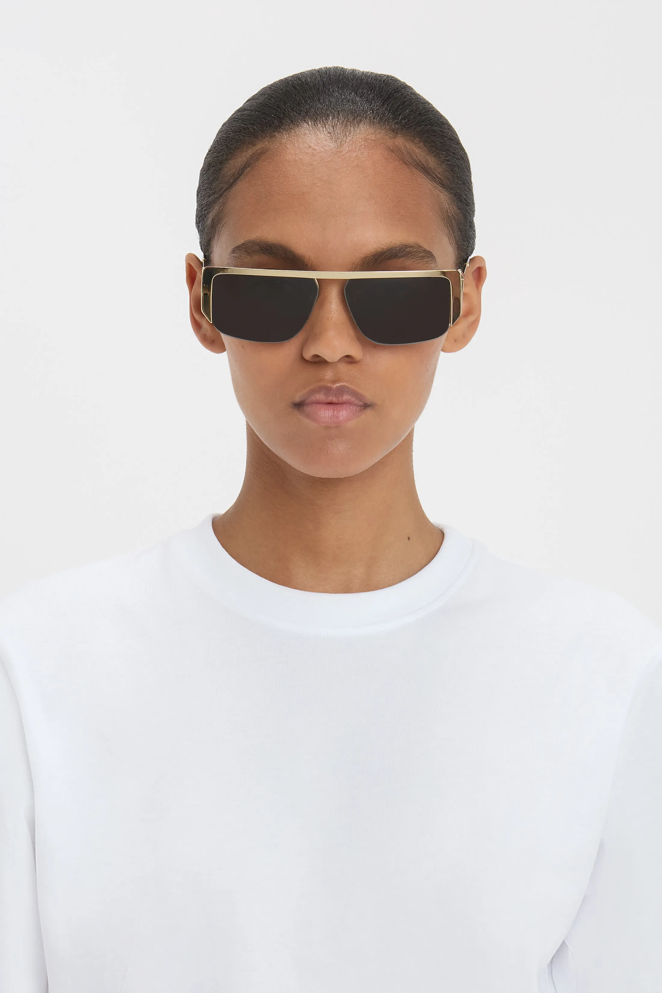 Flat Top Rectangular Sunglasses In Gold-Grey sold by Victoria Beckham product image thumbnail 2