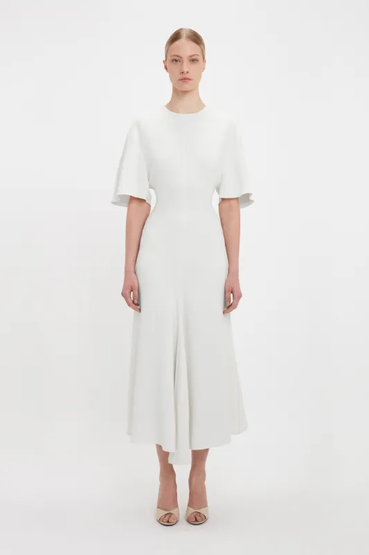 Exclusive Short Sleeve Drop Shoulder Midi Dress In Ivory sold by Victoria Beckham