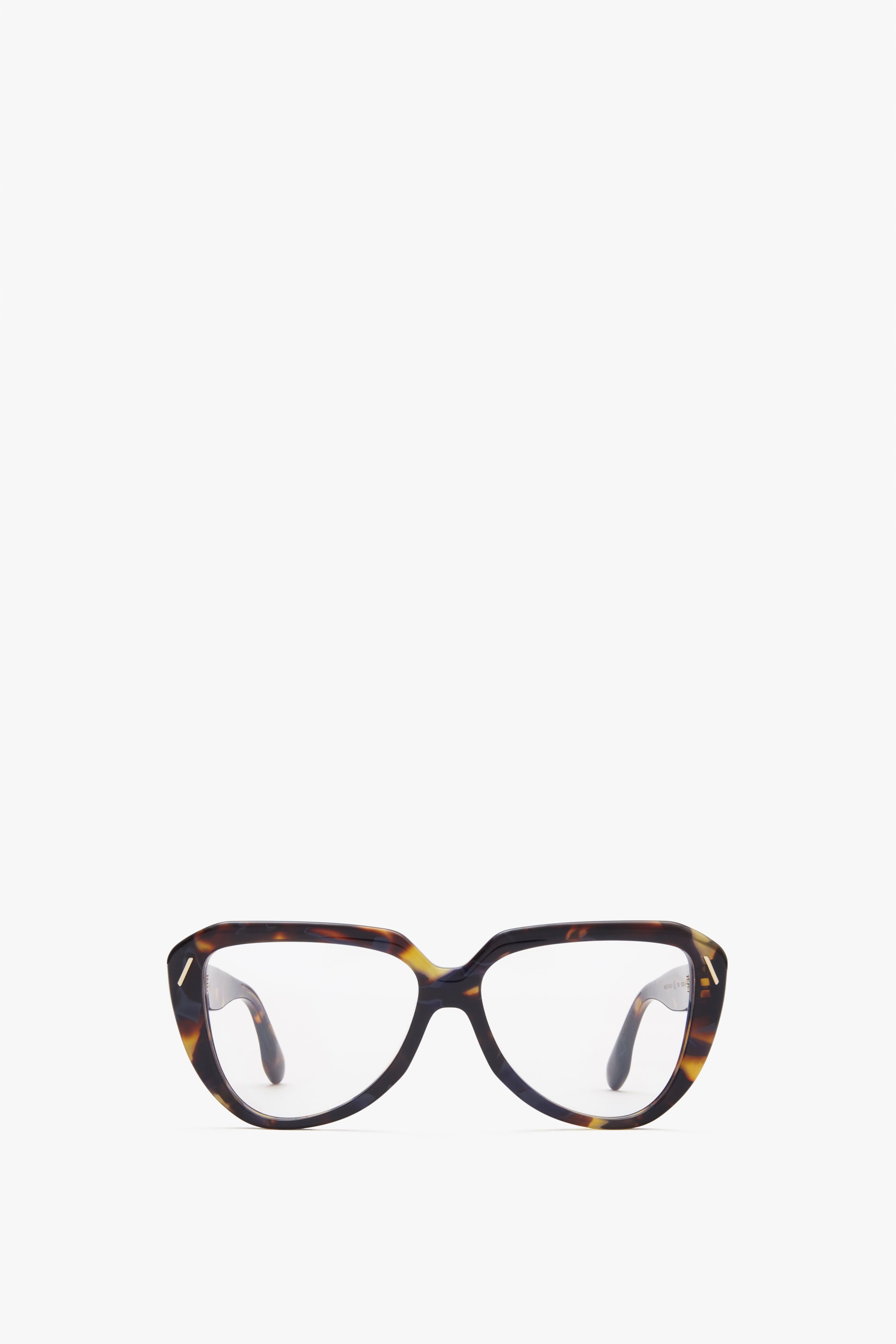 Sculptural Optical Glasses in Havana-Blue sold by Victoria Beckham