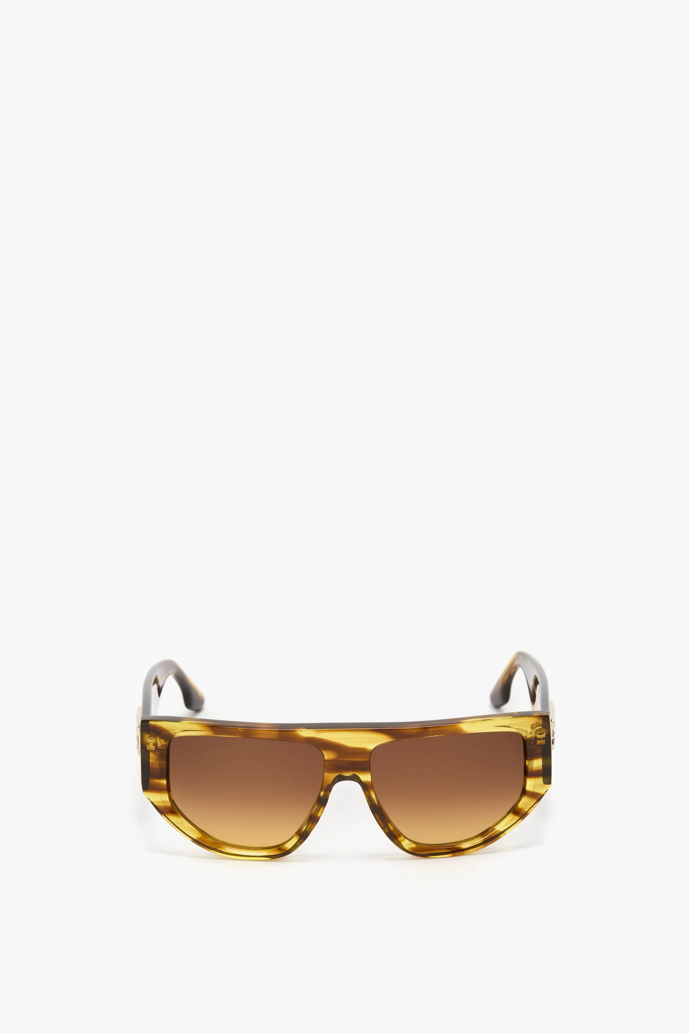 B Frame Logo Sunglasses In Striped Tobacco sold by Victoria Beckham