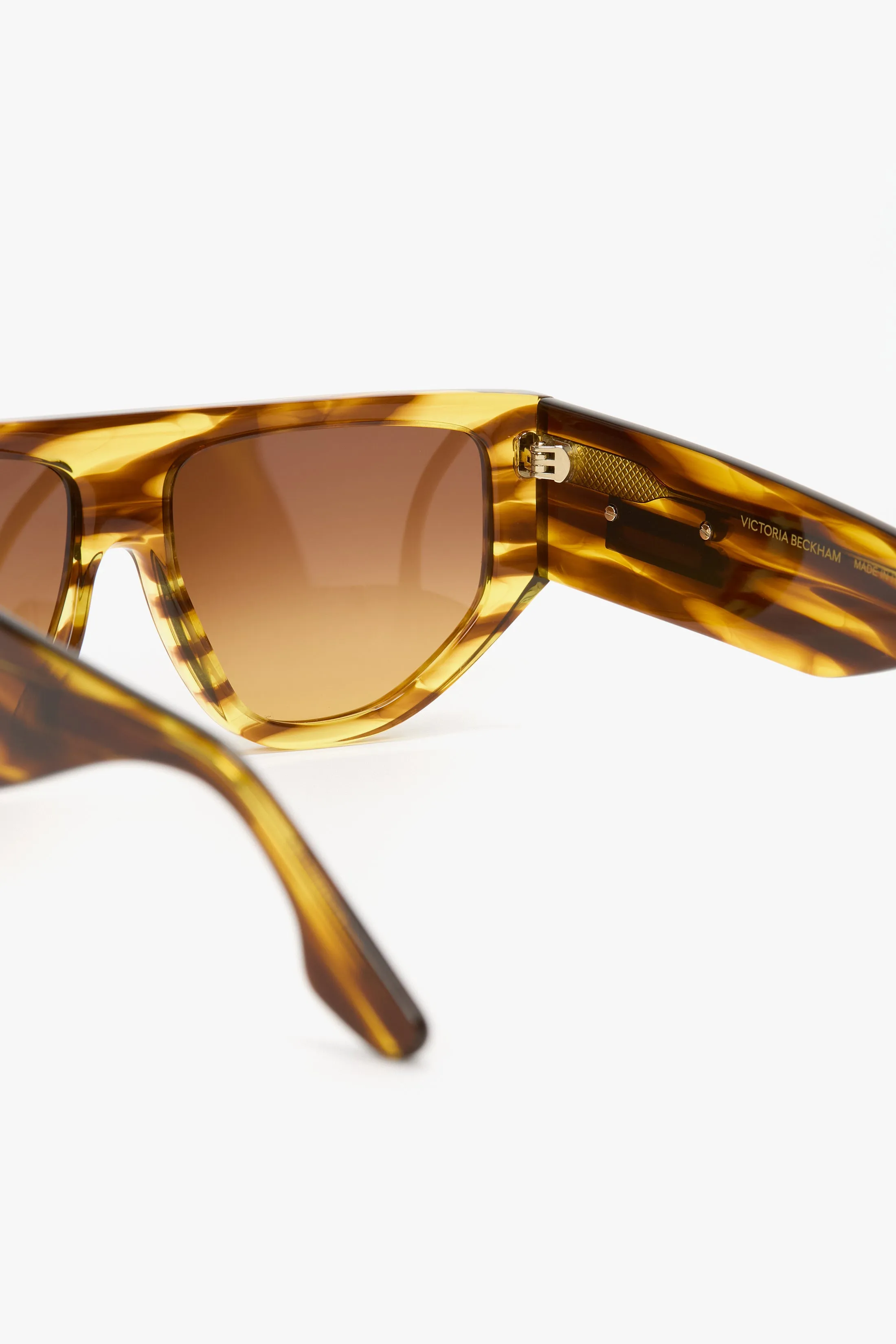 B Frame Logo Sunglasses In Striped Tobacco sold by Victoria Beckham product image thumbnail 5