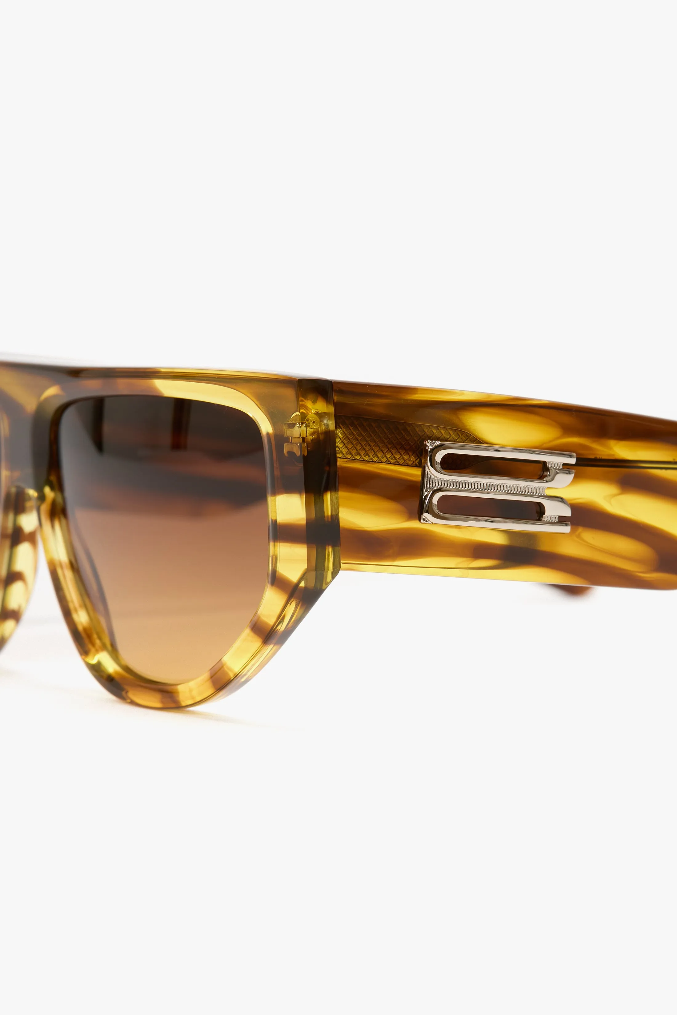 B Frame Logo Sunglasses In Striped Tobacco sold by Victoria Beckham product image thumbnail 3