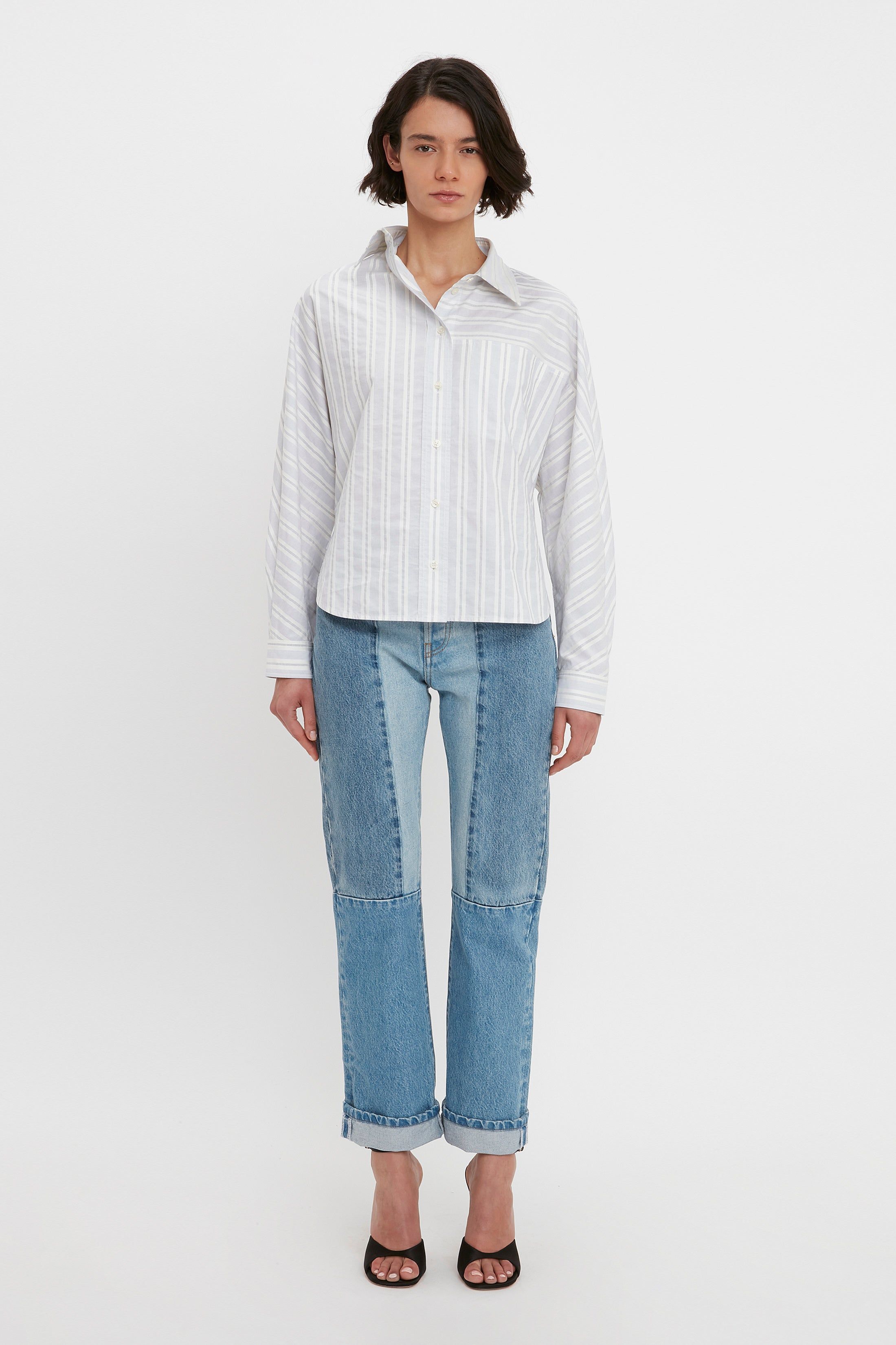 Batwing Shirt in Off-White Navy sold by Victoria Beckham
