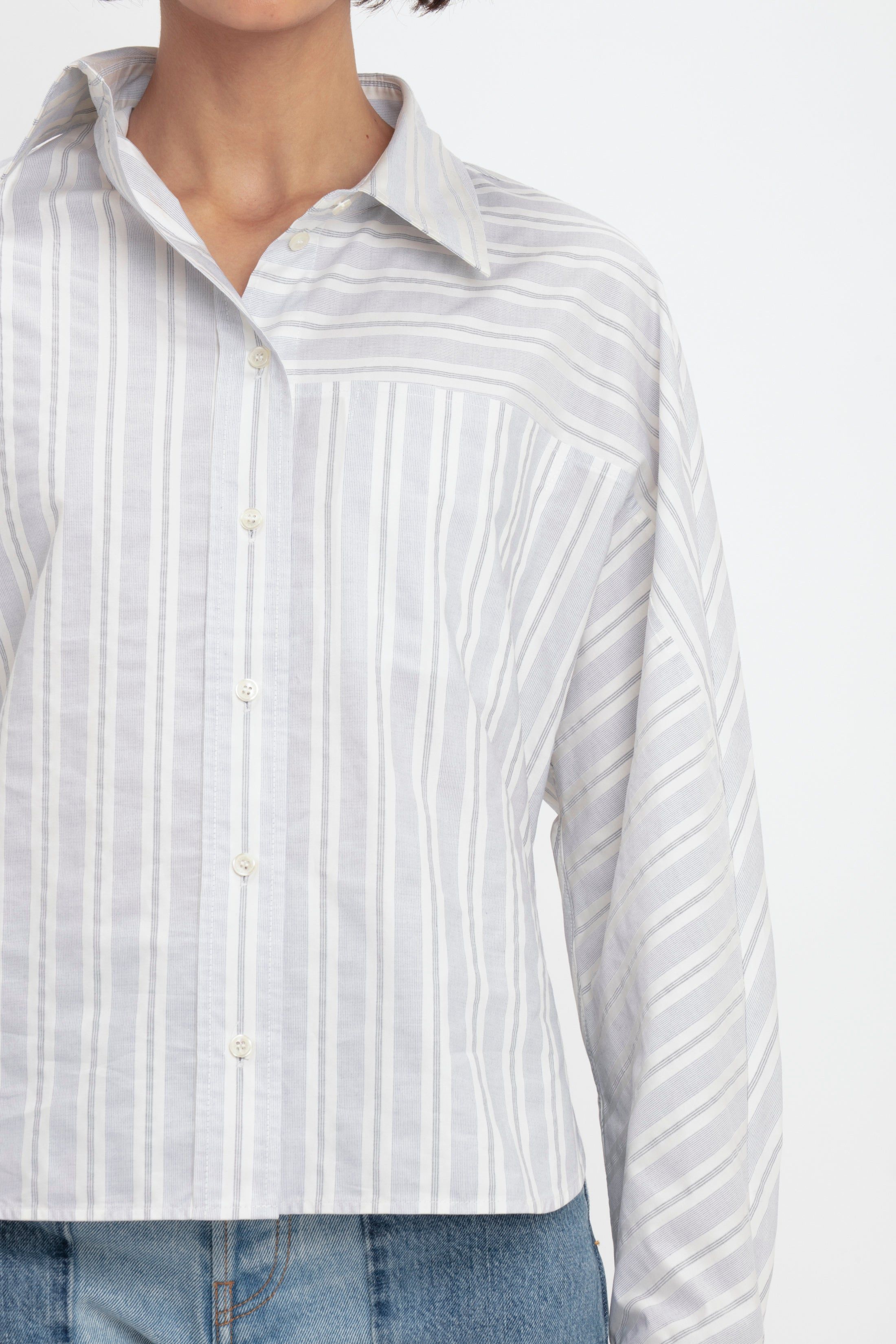 Batwing Shirt in Off-White Navy sold by Victoria Beckham product image thumbnail 4