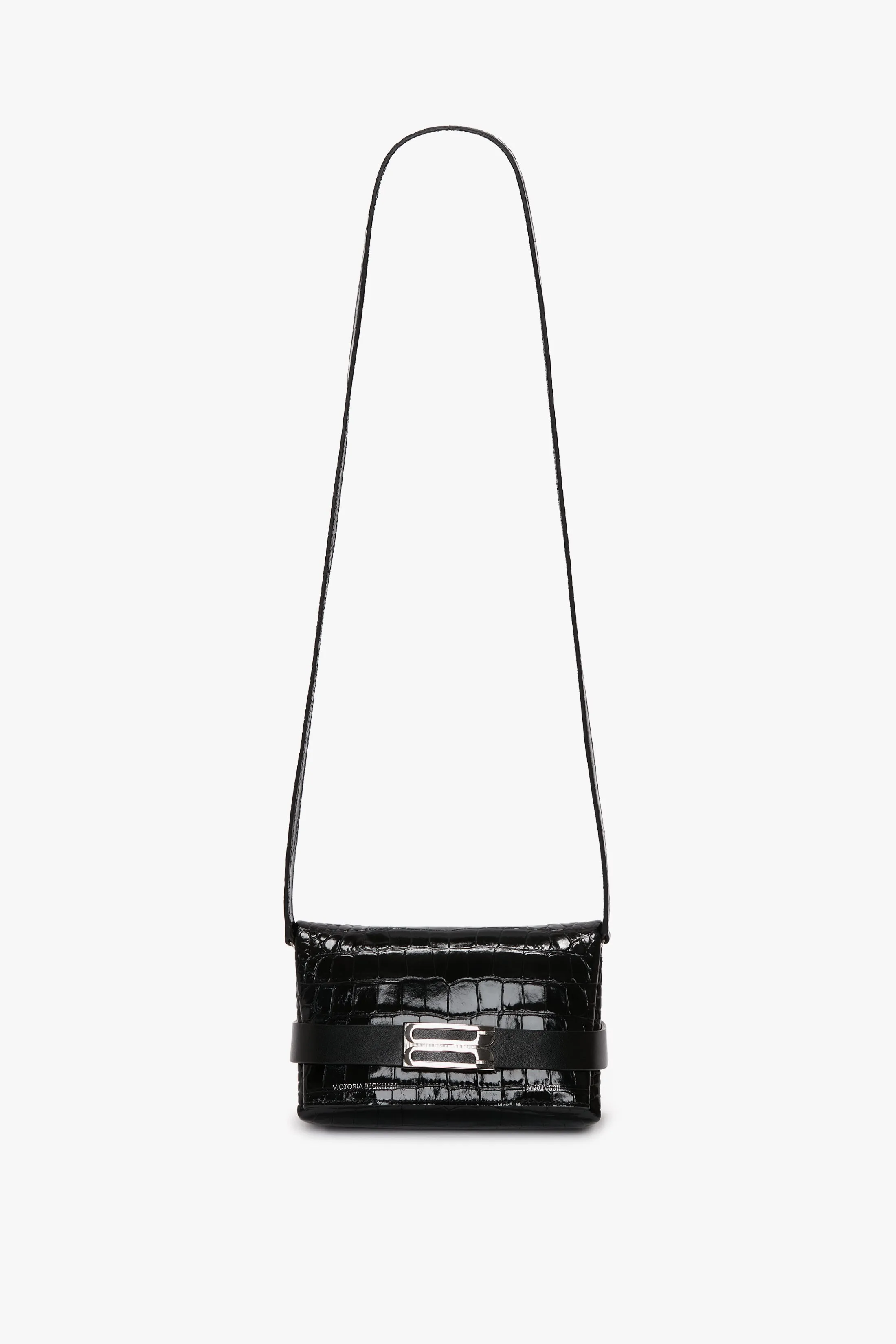 Mini B Pouch Bag In Croc Embossed Black Leather sold by Victoria Beckham